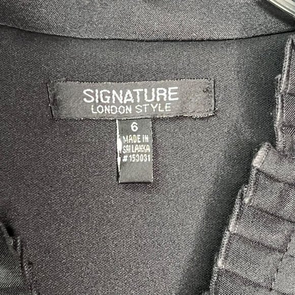 Signature London Style Black Cocktail Short Sleeve Dress Ruffled Collar Size 6 - Picture 8 of 10